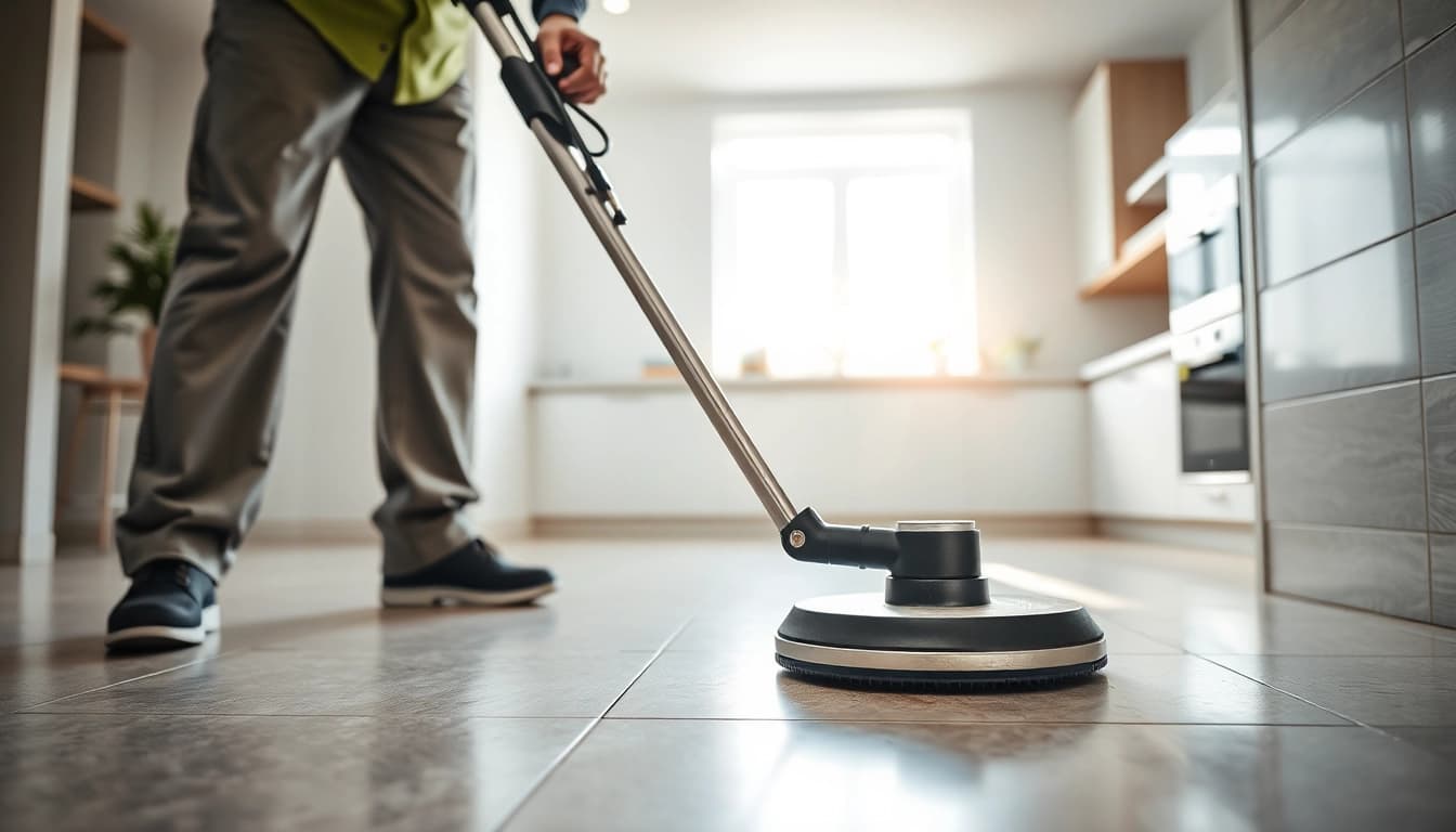 Tile and grout cleaning lincoln ca showcase with a technician expertly cleaning stained surfaces.