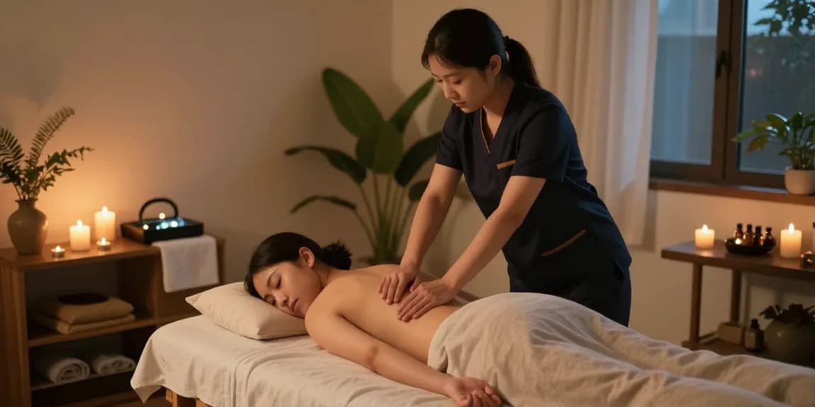 Experience 용인출장마사지 in a peaceful home massage setting with a professional therapist.