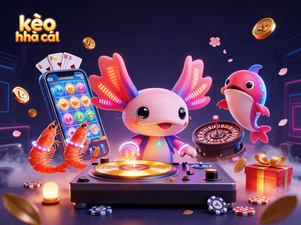 Experience the excitement of kèo nhà cái with vibrant 3D illustration featuring casino elements.