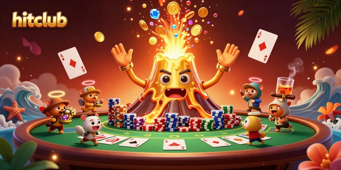 Win big at hitclub with this vibrant 3D casino scene, showcasing poker excitement and treasure.