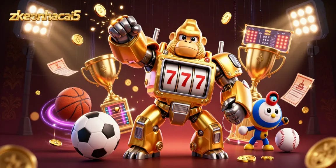 Engage with zkeonhacai5 in this vibrant 3D casino illustration showcasing thrilling sports betting action.