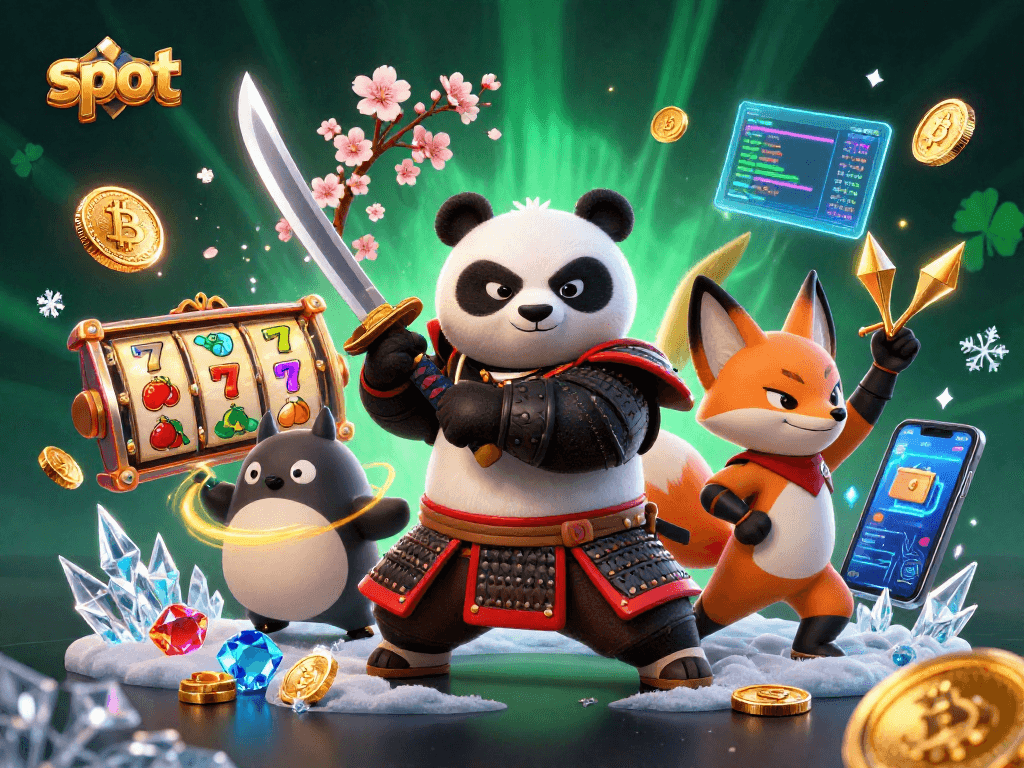 Slot online membawa keberuntungan nyata dengan panda samurai dan simbol jackpot.