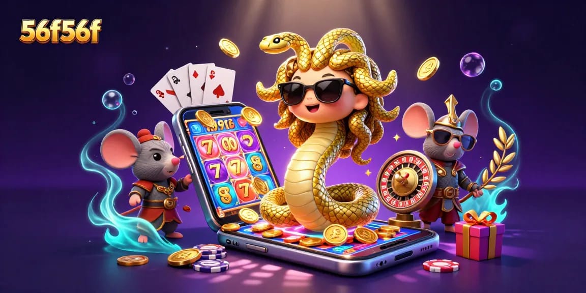 Engage with 56f56f’s playful Medusa and warrior mouse amidst exciting slot game action.