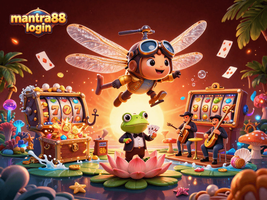 Experience winning at mantra88 login with a fantasy casino scene featuring unique characters and vibrant action.