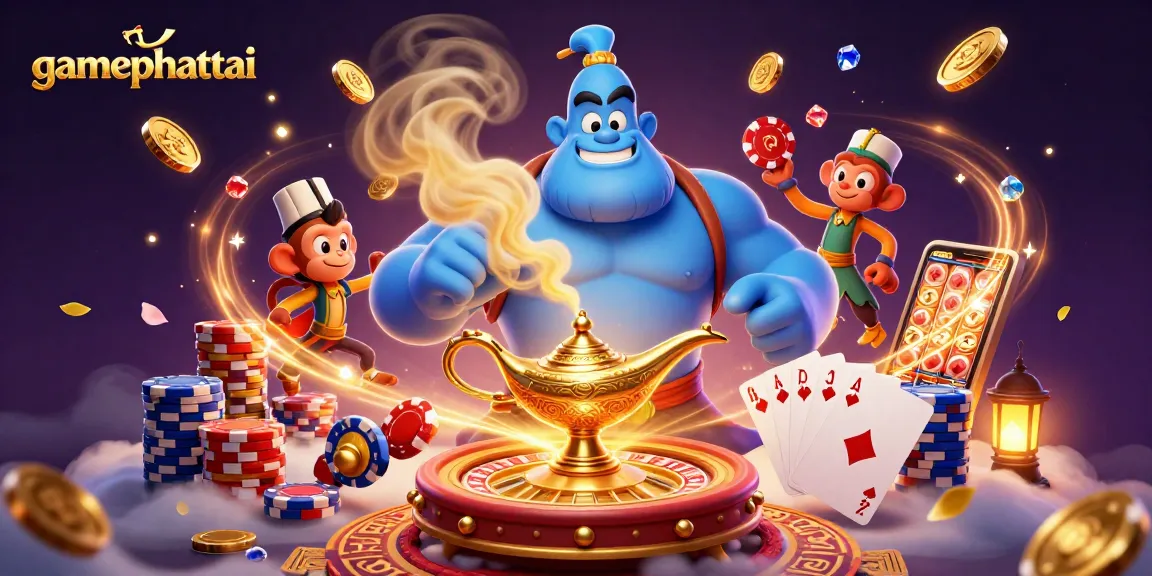 Experience the excitement of gamephattai with a vibrant 3D illustration celebrating casino themes.