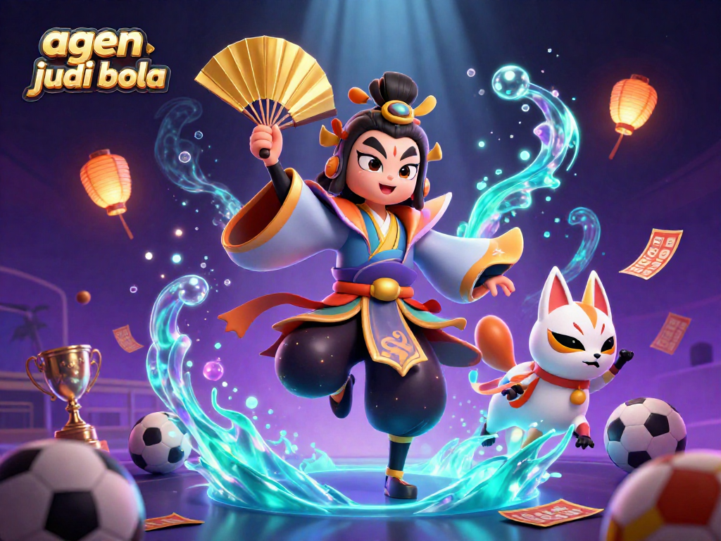 Engage with agen judi bola in a dynamic scene featuring colorful sports betting elements.