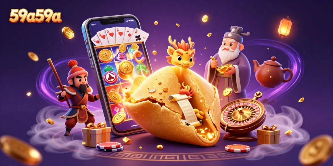 Experience thrilling gameplay with 59a59a's vibrant 3D cartoon casino illustration featuring golden elements.