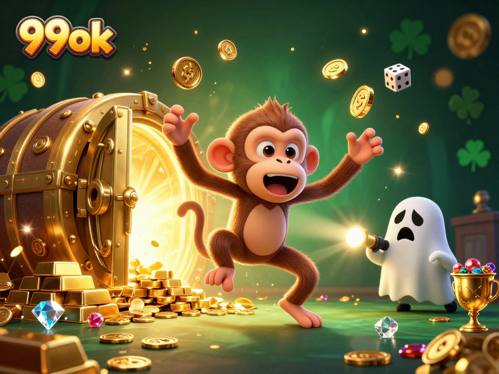 Experience thrilling casino action with 99ok's ghostly characters amidst dazzling treasures.