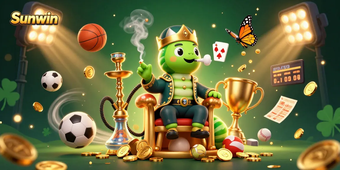 Experience the excitement of Sunwin with dynamic gambling elements and a vibrant scene of winning potential.