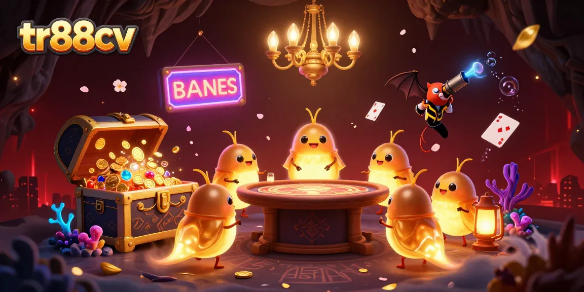Effortlessly explore tr88cv's vibrant underground casino filled with glowing elements and creative game features.