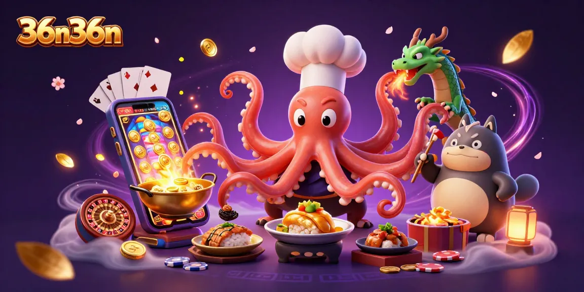 Prepare-se para jogar 36n36n com essa cena vibrante de um chef polvo e um dragão, repleta de elementos de cassino.