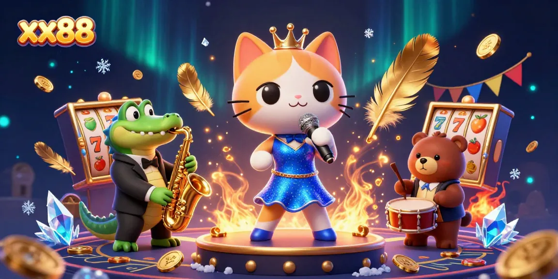 Experience the exciting gaming world of xx88 with vibrant characters and slot reels in action.
