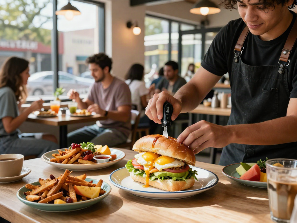 Best breakfast Austin served in a vibrant café with NYC-inspired sandwiches, fresh ingredients, and a warm atmosphere.