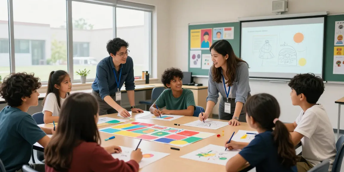 Poster Printers for schools featured in a lively classroom with students creating vibrant posters