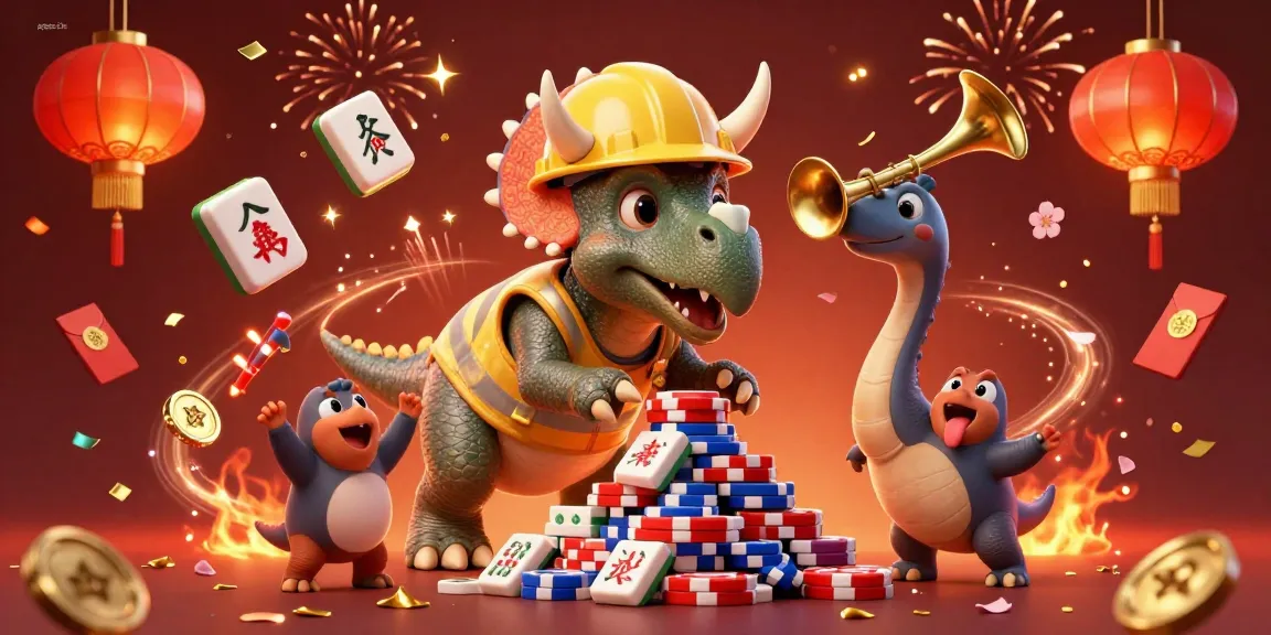 Engage with pappu-nohu as a triceratops builds poker chips and celebrates a winning moment.