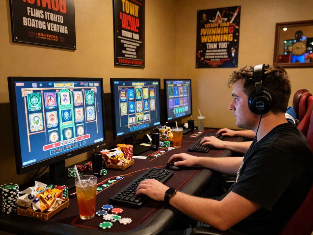 situs gacor player immersed in online gambling at home