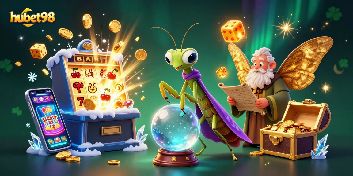 Experience the thrill at hubet98 with a vibrant 3D casino scene filled with fortune tellers and jackpot excitement.