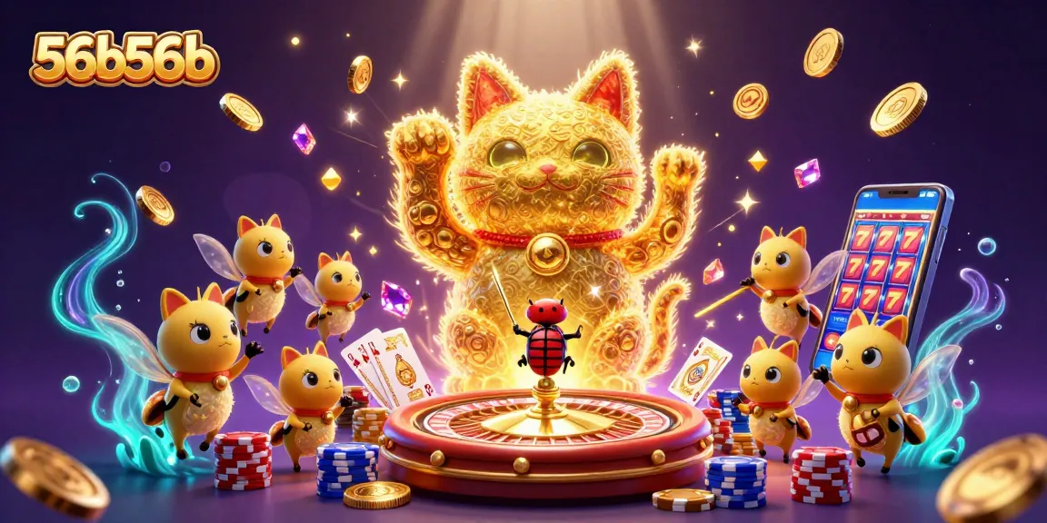 56b56b ilumina o mundo dos jogos de cassino com uma ilustração vibrante de um gato da sorte.