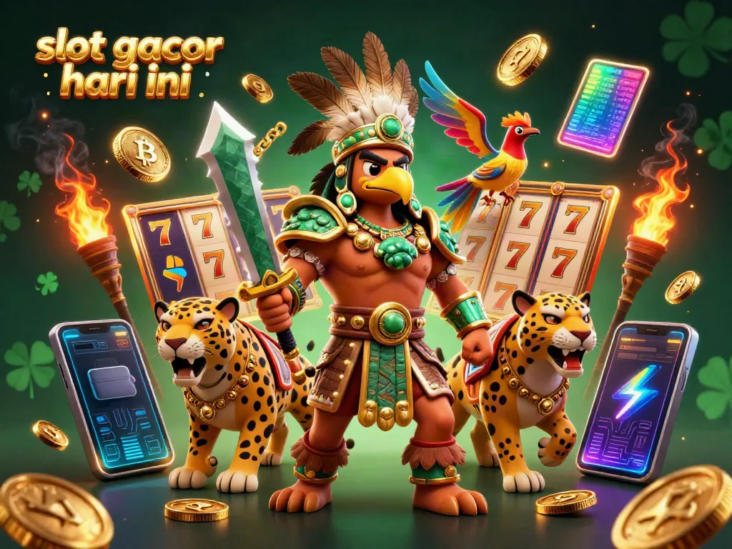 Spin to win with exciting slot gacor hari ini gameplay featuring Aztec warriors and vibrant casino elements.