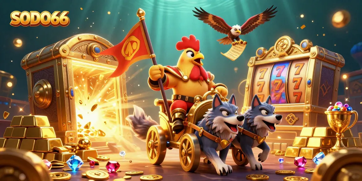 Experience excitement with vibrant SODO66 casino gaming, featuring enchanted treasures and dynamic characters.