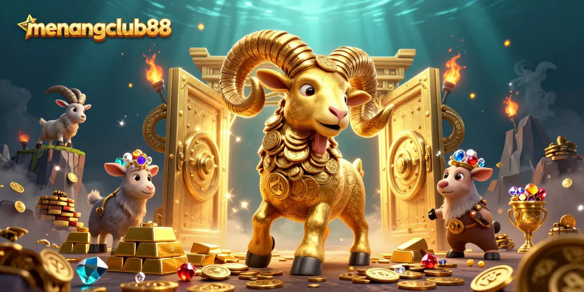 Experience menangclub88's thrilling gameplay with a massive golden ram charging through a treasure vault!