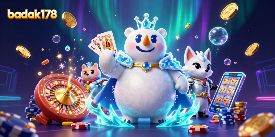 Experience thrilling wins at badak178 with vibrant casino action featuring an ice king and snowy fox.