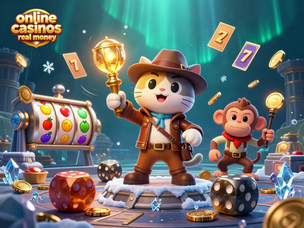 Experience exciting gameplay at online casinos real money with a playful cat uncovering treasures surrounded by dazzling elements.