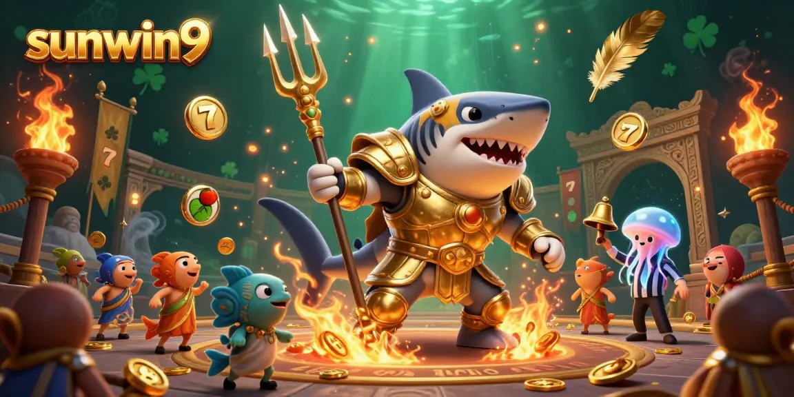 Experience thrilling gameplay with sunwin9, featuring an exquisite underwater casino battle scene.