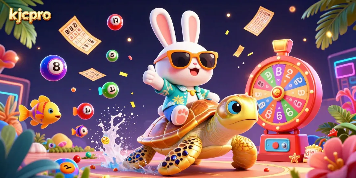 Experience thrilling wins at kjcpro with vibrant lottery elements and a lucky rabbit mascot.