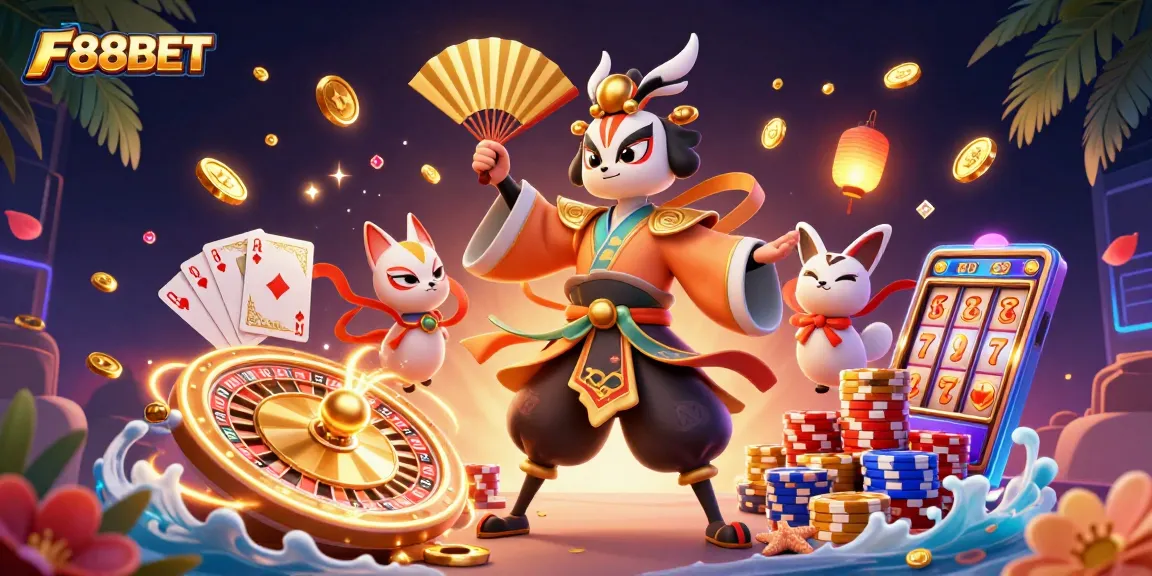 Experience thrilling moments with F88BET's dynamic casino gameplay featuring 3D characters and vibrant elements.