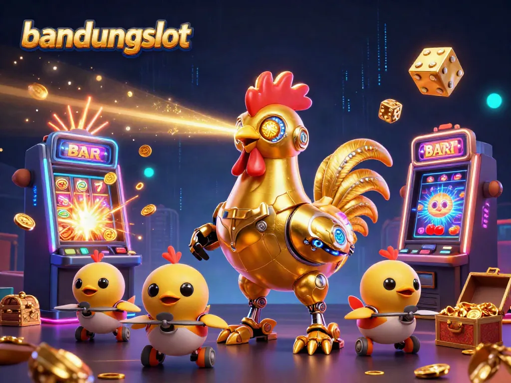 Experience the thrill of winning at bandungslot with energetic casino elements, golden jackpot excitement, and dynamic 3D characters.