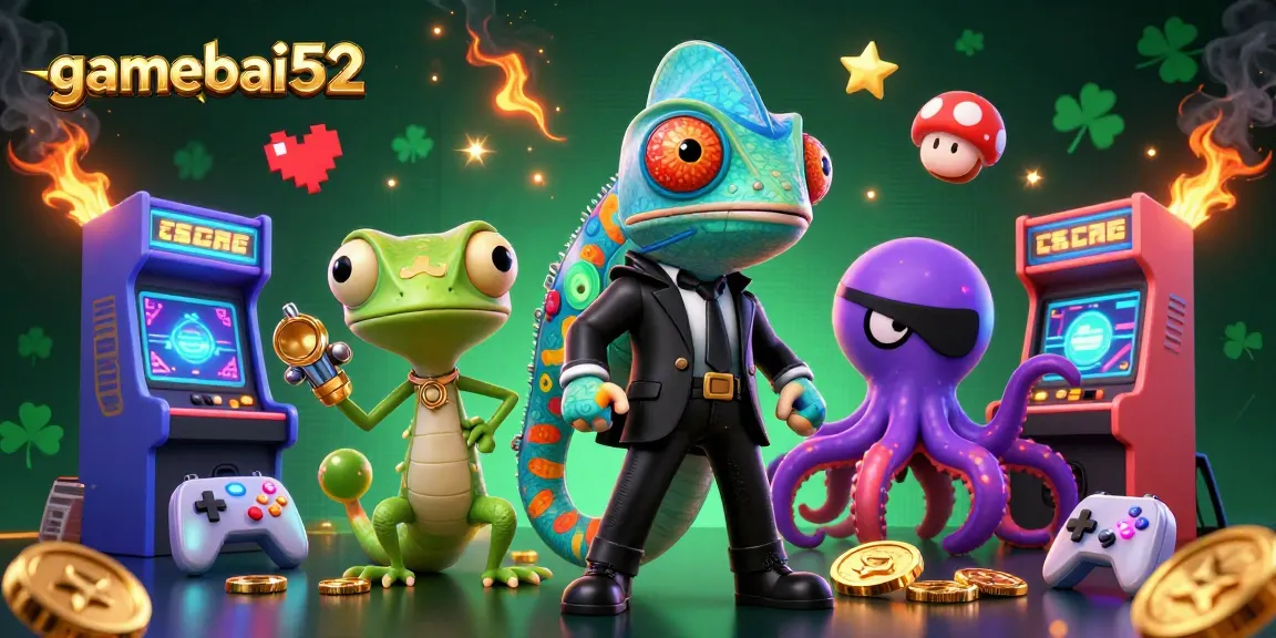 Engage in thrilling gaming action with gamebai52, featuring a dynamic 3D casino scene.