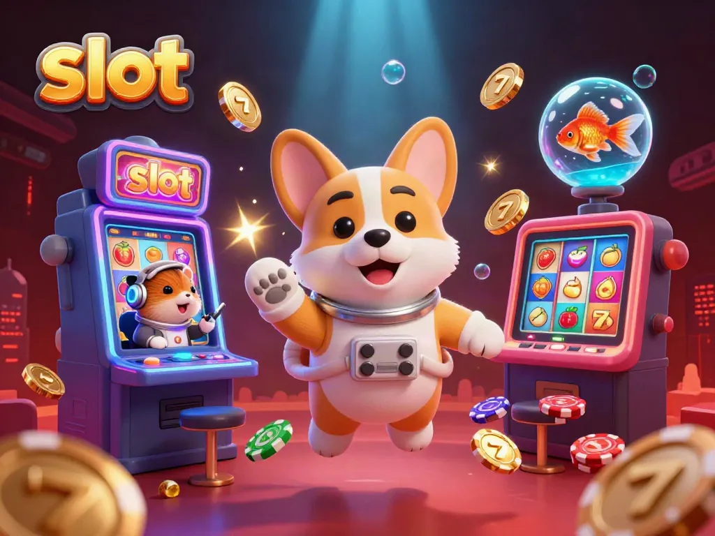 Slot menciptakan suasana menegangkan dalam kasino dengan simbol keberuntungan dan karakter kartun yang menghibur.