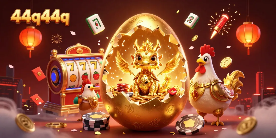 Engage with the thrilling 44q44q casino experience featuring a golden dragon and poker chips.