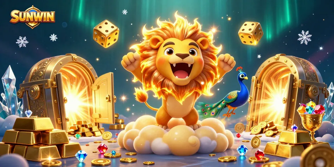 SUNWIN players winning big surrounded by treasures and vibrant 3D casino elements in a dazzling cosmic scene