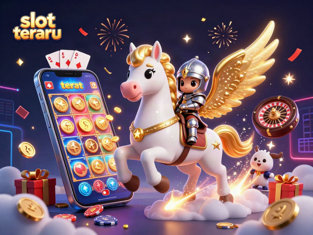 Spin vibrant slot terbaru reels with a magical knight on a celestial horse through clouds.