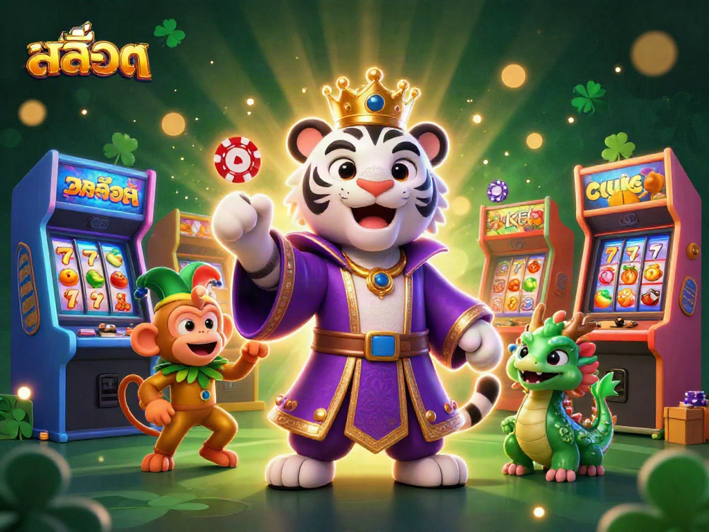 Spin the reels of สล็อต with a majestic tiger, playful monkey, and a lively jade dragon.