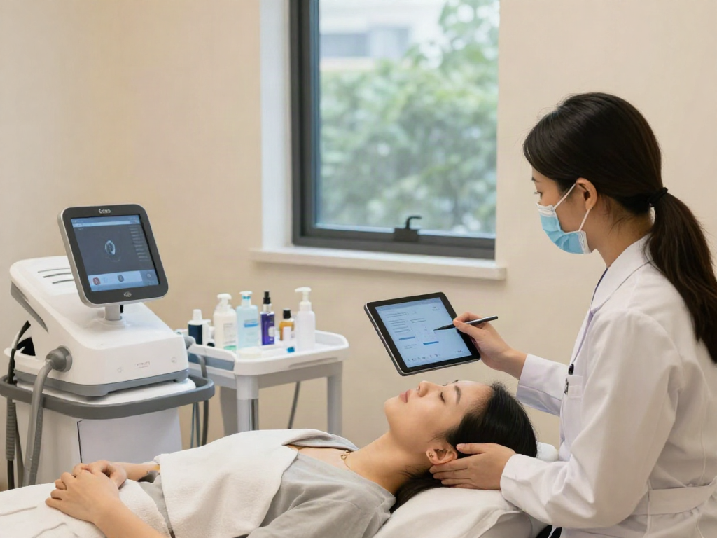 ClinicEvo vs QOVES: Innovative facial analysis consultation in a modern beauty clinic