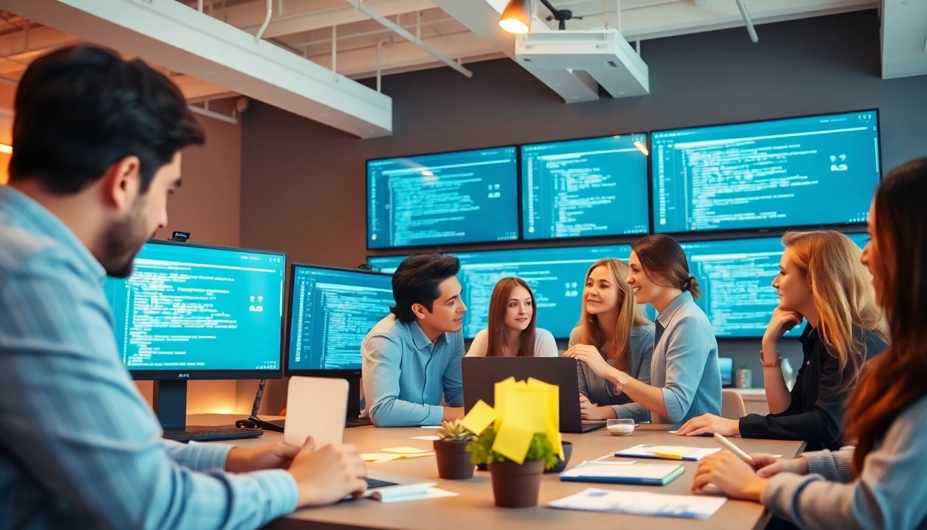 Visualize Shopify store development activities in a collaborative workspace with a diverse team.