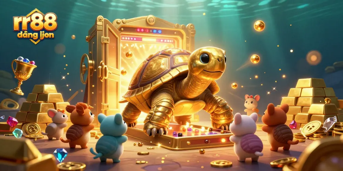 Experience the thrill of rr88 đăng nhập in a vibrant casino scene with golden treasures and exciting gameplay.