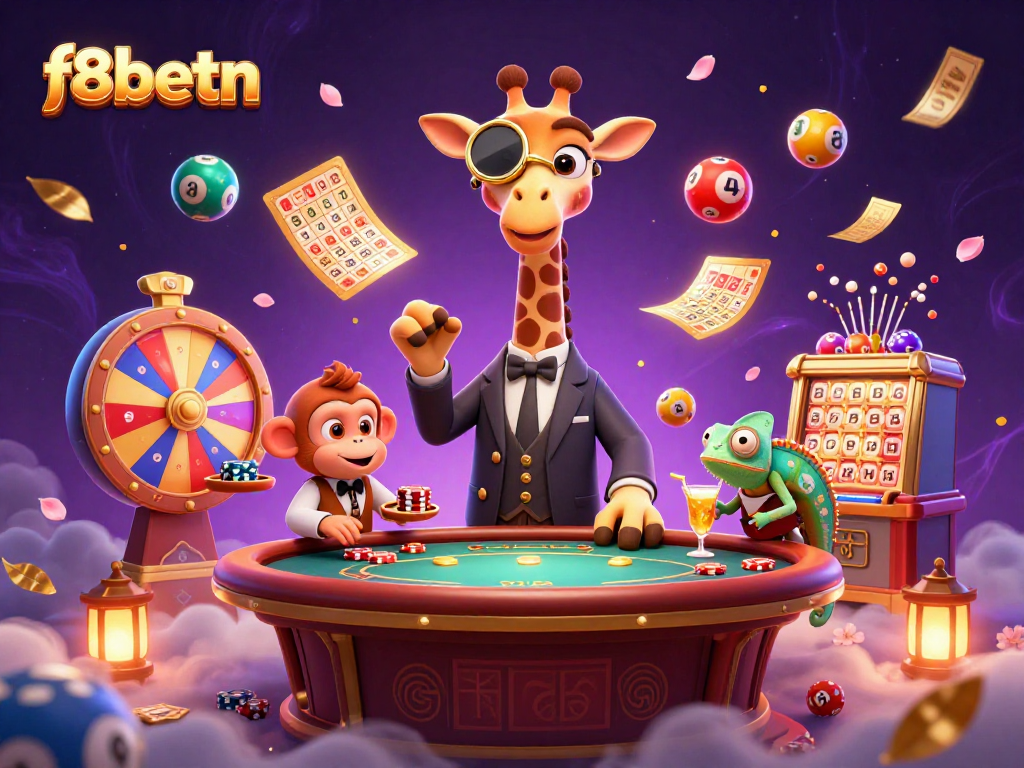 Experience exciting gameplay at f8betn with vibrant visuals of gambling characters and elements.