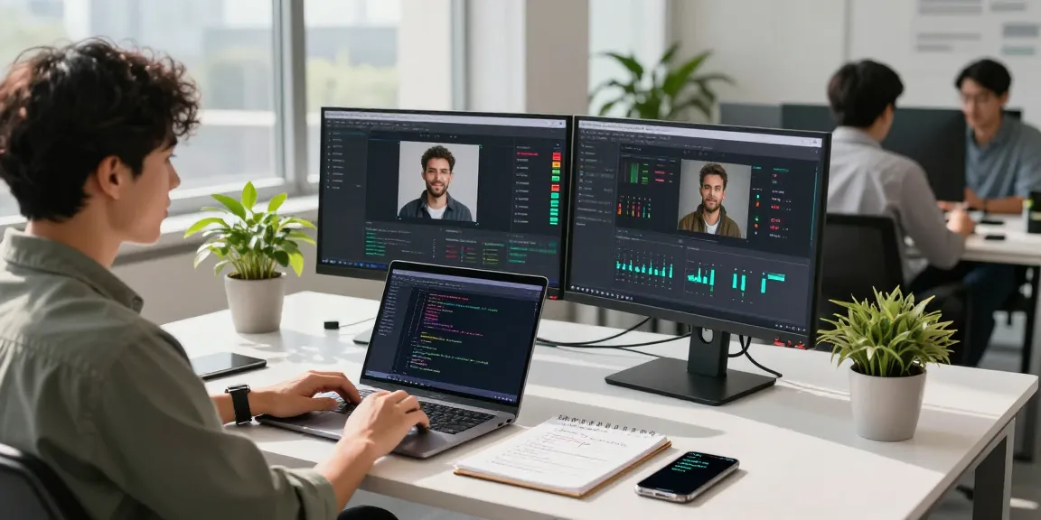Detect AI image analysis in a professional technology workspace with analysts using advanced tools.