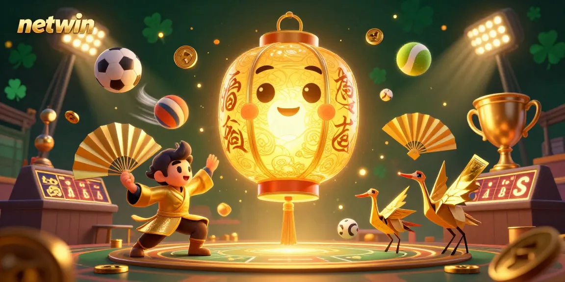 Experience Netwin's vibrant online casino environment rich with sports elements and lucky symbols.