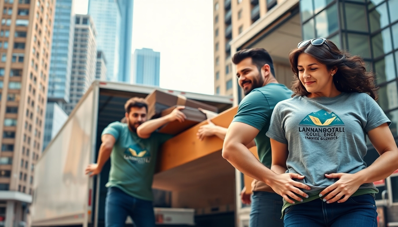 Hauling team efficiently removing heavy items with teamwork and dedication in an urban setting