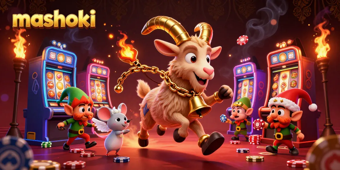 Engage in exciting mashoki casino gameplay with Krampus, an angel mouse, and mischievous elves.