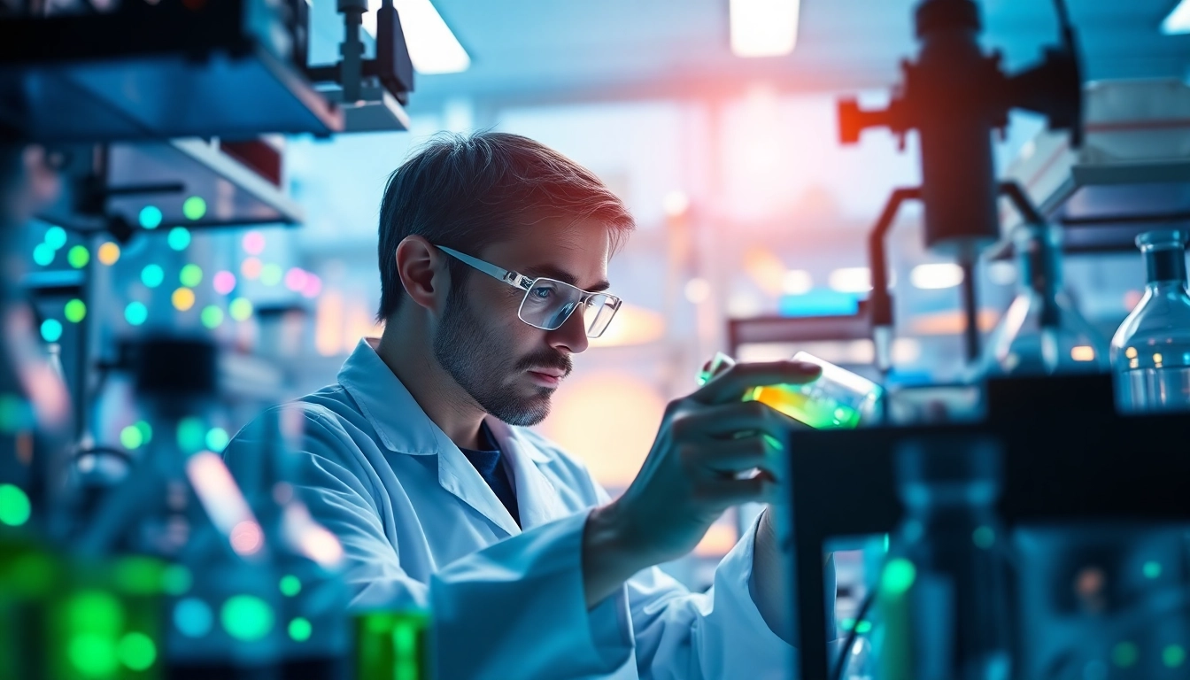 Researcher analyzing glow peptides in a modern laboratory, highlighting their importance.