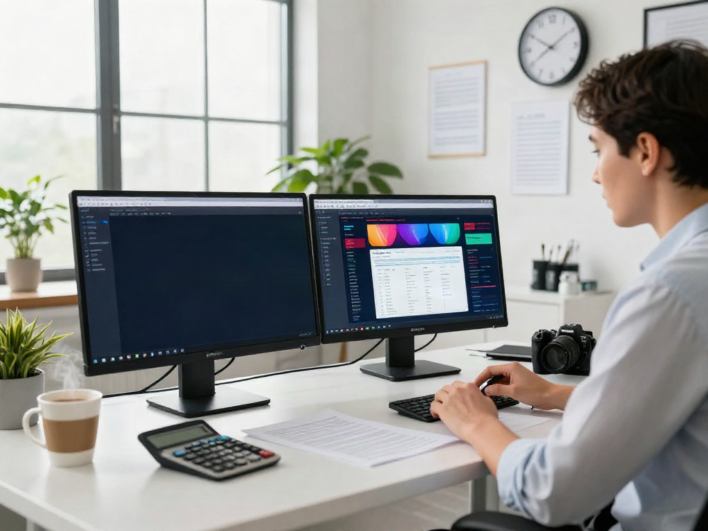 Professional tax preparation office showcasing software for starting a tax preparation business with engaged tax professional.