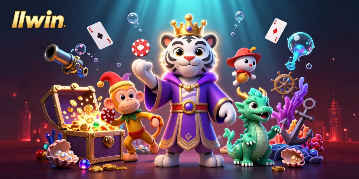 Experience the thrill of llwin with a vivid underwater casino adventure featuring a royal tiger and playful monkey.