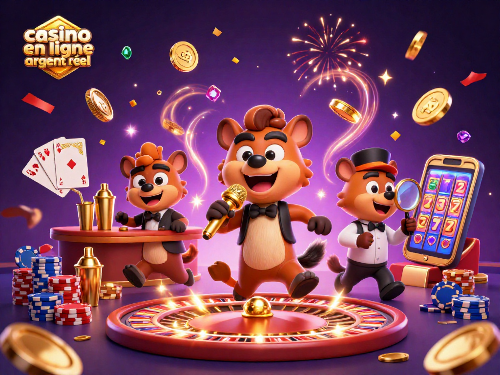 Jouez au casino en ligne argent réel avec des hyènes comiques dans une illustration vivante.