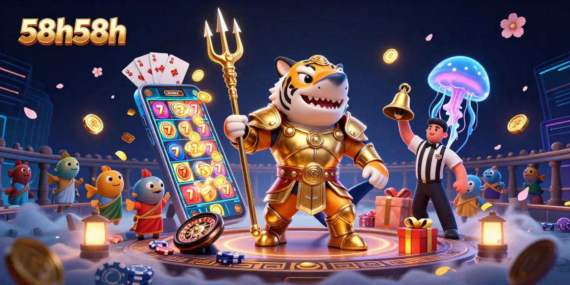 Experience the excitement of 58h58h in a colorful underwater casino scene with thrilling game elements.